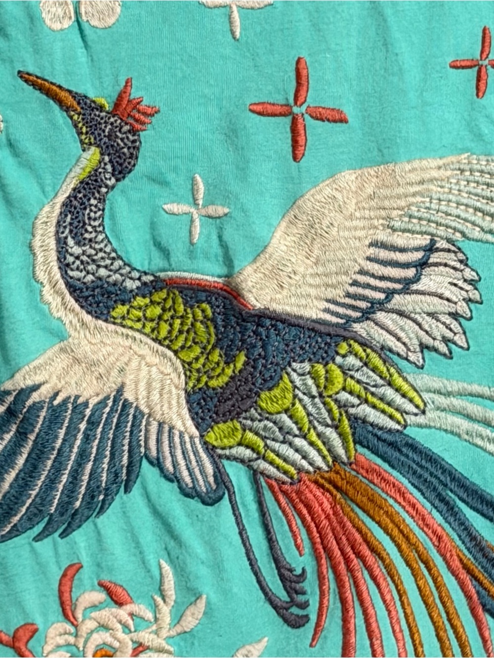 Johnny Was Embroidered Teal Tee Size Large - Picture 3 of 7